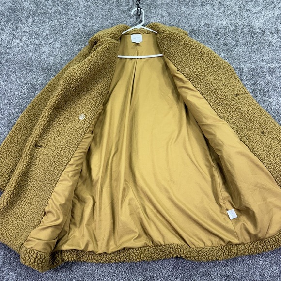 Nine West Coat Womens Medium Brown Sherpa Teddy Button Front Warm Winter - Picture 8 of 10